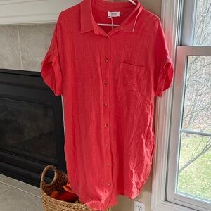 NWT Button Up Coral Shirt Dress